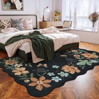 Lahome Floral Rugs for Living Room, 5x7 Area Rugs Ultra-Thin Soft Washable Rug