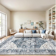 AMADA HOMEFURNISHING 8x10 Washable Area Rug, Low-Profile with Non-Slip Backing & Durable Edge Binding,